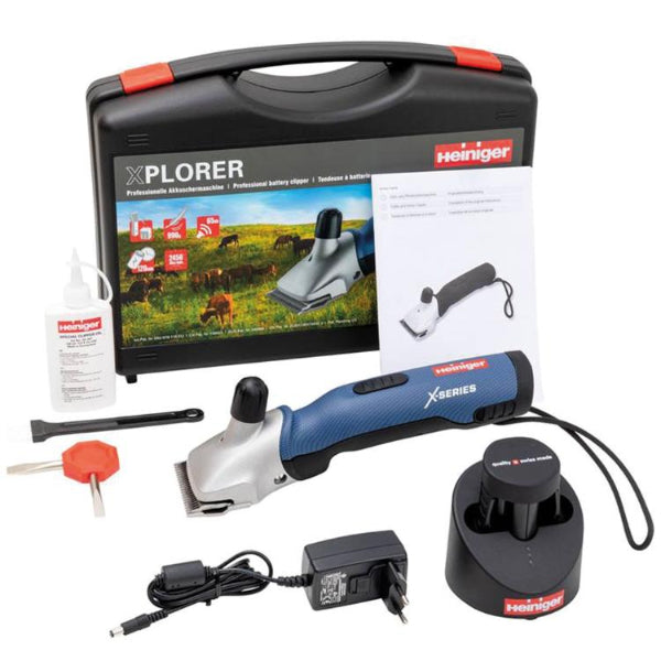 Heiniger Xplorer avec 2 batteries + jeu de couteaux pour chevaux/bétail